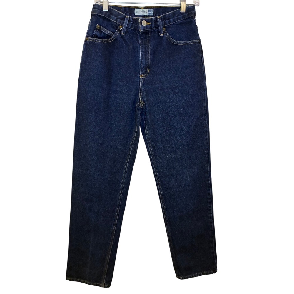 Vintage Evan-Picone Denim High Waisted Straight Leg Jeans Dark Wash 90s Rigid 6